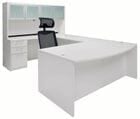 White U-Shaped Workstation w/Hutch