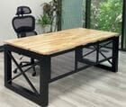 Xdustrial Series 71" x 36" Solid Wood and Black Frame Desk