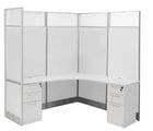 6' x 6' x 7'H White Laminate Washable Complete L-Shaped Office Cubicle w/Files - Add-On Unit