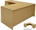 Maple L-Shaped Rectangular Managers Desk w/6 Drawers