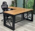 Xdustrial Series 66&quotW x 78&quotD Solid Wood Black Metal Frame L-Shaped Desk