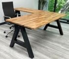 71" x 84" Solid Wood Top Steel A Frame L-Shaped Desk