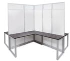 7'H TrendSpaces White Laminate Washable 4-Person L-Shaped Cluster Cubicle w/Glass