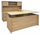Beaumont Rectangular U-Shaped Workstation, Height Adjustable L-Surface, 3 Drawers & Hutch - 71&quotW x 94&quotD