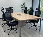 8' Contrasts Rustic Conference Table w/ 6 LineaForm Ergo Mesh Chairs Set