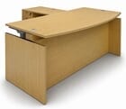 Maple Adjustable Height Bow Front L-Shaped Desk