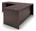 Mocha L-Shaped Executive Desk w/6 Drawers
