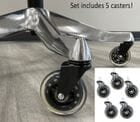 Upgrade 3" Heavy Duty Rubber In-Line Office Chair Caster Set for Carpet or Hard Floors