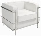 Modern Classic Leather Reception Seating in White or Black - Chair