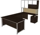 Pinnacle 72" x 100" Custom U-Shaped Workstation w/Right Bridge