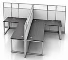 67&quotH TrendSpaces White Laminate 2-Person L-Shaped Washable Cubicle w/Glass