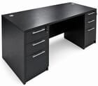 Black Rectangular Managers Desk w/6 Drawers