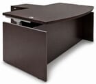 Mocha Adjustable Height Bow Front L-Shaped Desk