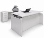 White Adjustable Height Rectangular Front U-Shaped Desk
