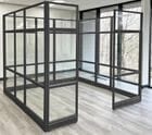 8' x 8' x 7'H Clear Glass Modular Office w/ Black Frame - Starter Cubicle