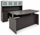 Adjustable Height Bow Front U-Shaped Desk w/Hutch in Charcoal