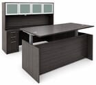 Charcoal Adjustable Height Rectangular Front U-Shaped Desk w/Hutch