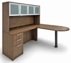 Modern Walnut Peninsula L-Shaped Desk w/Hutch