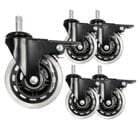 Upgrade Set of 5 3" Rubber In-Line Locking Office Chair Casters with 350 lb. Capacity