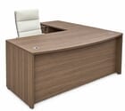 Urban Walnut Bow Front L-Shaped Desk w/6 Drawers - 71&quotW x 77&quotD