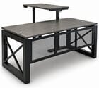 Xdustrial Series 71&quotW x 83&quotD Black Metal Frame Executive L-Shaped Desk with Electric Lift Return