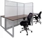 67&quotH TrendSpaces White Laminate 4-Person Cluster Washable Cubicle w/Glass