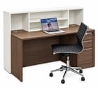 65&quotW Reception Desk With Full Size White Reception Cap and Drawers
