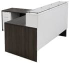 71&quotW Emerge Glass Top L-Shaped Reception Desk w/Drawers & LED Light