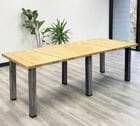 8' x 3' Rectangular Meeting Room Table w/ Solid Wood Tops &  Raw Steel Legs