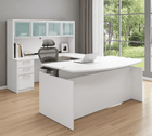 Adjustable Height Bow Front U-Shaped Desk w/Hutch in White