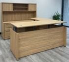 Beaumont Rectangular U-Shaped Workstation, Height Adjustable L-Surface, 3 Drawers & Hutch - 71&quotW x 94&quotD