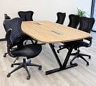 8' Beaumont Steel V-Leg Conference Table with 6 Black CurvForm Chairs Set