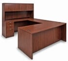 Cherry Laminate Straight Front U-Workstation w/Hutch