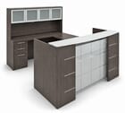 U-Shaped Glass Front Reception Desk w/Hutch