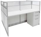 60&quotW x 49&quotD x 48&quotH White Laminate Washable Double Starter Cubicle
