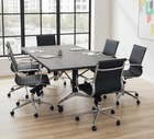 8' Folding Rectangular Conference table with Six Black Modern Classic Chairs Set