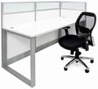 TrendSpaces Washable White Laminate Cubicles w/Glass Series - 48&quotH Open Ended Cubicle