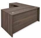 Columbia Walnut Managers L-Shaped Desk w/6 Drawers - 63&quotW x 71&quotD