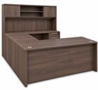 Columbia Walnut Rectangular U-Shaped Workstation w/Hutch - 71&quotW x 94&quotD