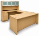 Maple Laminate Straight Front U-Workstation w/Hutch
