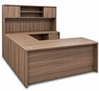 Urban Walnut Rectangular U-Shaped Workstation w/Hutch - 71&quotW x 94&quotD