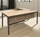 Contrasts Rustic 71&quotW L-Desk with Sliding Door Cabinet Return