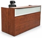 Rectangular Cherry Laminate Reception Desk w/Frosted Glass Panel