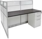 60&quotW x 49&quotD x 48&quotH White Laminate Washable Double Add-On Cubicle