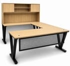 Beaumont Steel V-Leg Rectangular Front U-Shaped Desk with Hutch