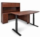  Cherry Electric Lift Adjustable Height U-Desk w/Hutch
