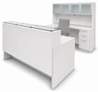 Emerge Glass Top U-Shaped Reception Workstation w/Drawers, Hutch, & LED Light - 71&quot x 108&quot