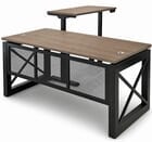 Xdustrial  Series 66&quotW x 77&quotD Black Metal Frame Manager's L-Shaped Desk with Electric Lift Return