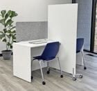 6' White Small Office 2-Person Desk with Mobile Divider and Tackable Privacy Panel