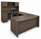 Columbia Walnut Conference U-Shaped Workstation w/Hutch - 71&quotW x 100&quotD